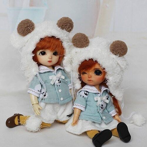 4PCS Bjd doll clothes Lovely lamb Plush suit sheep baa HAT for 1/8 Lati-Y/holala/imda 2 style dolls accessories