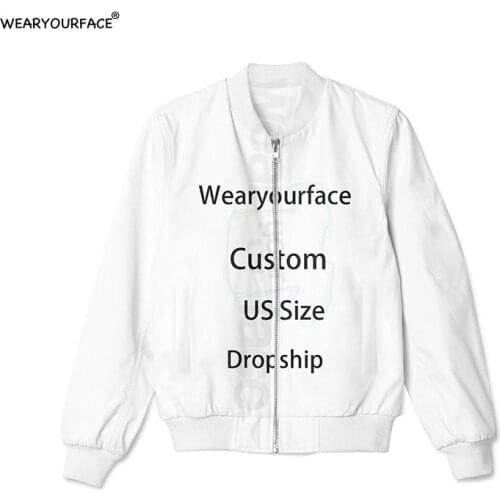 Men Women Custom US Size 3D All Over Printed Zipper Bomber Jacket Hipster Casual Hip Hop Streetwear Unisex Dropship