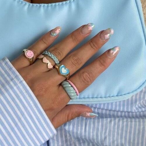 2021 New Simple Fashion Double Heart-Shaped Splicing Ring Korean Design Personalized Gift Banquet Adjustable