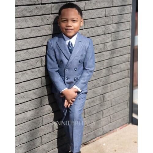 Newest Design Child Suit Peak Lapel Evening Tuxedo 3 Pcs(Blazers+Pant+Vest) Custom Made