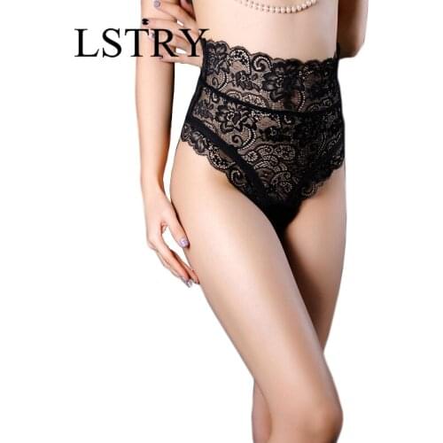 Amazing Sexy Panties Women High Waist Lace Thongs and G Strings Underwear Ladies Hollow Out Underpants Imitation Lingerie