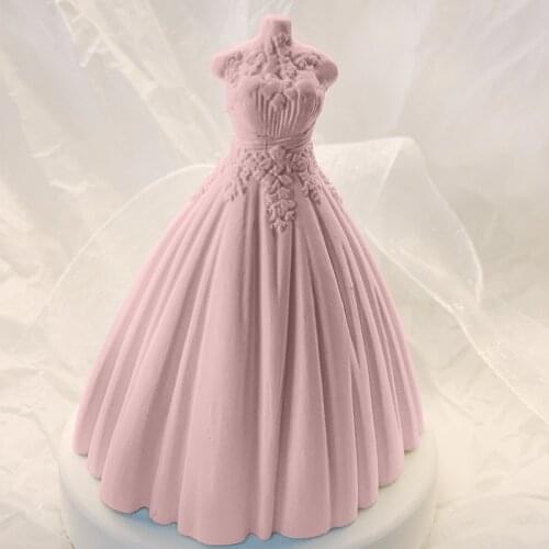 Wedding Dress Candle Mold DIY Gypsum Plaster Mould Scented Candle Silicone Mold For Wedding Gifts Silicone Cake Resin Molds
