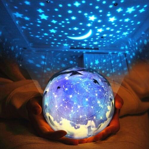 LED Night Light Stars Starry Sky Projector Luminaria Moon Novelty Table Night Lamp Battery USB Night Light For Children Dropship