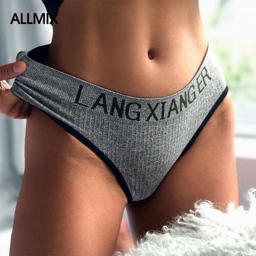 ALLMIX Sexy Women Cotton Sports Panties Underwear Seamless Letter Womens Briefs Low Waist Female Fashion Panty Lady Lingerie