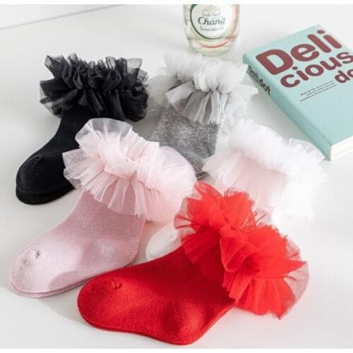 Toddler Baby Socks Sweet Ruffles Lace Ankle Socks for Babies Girls Princess Dress Socks Ballet Dance Socks Children Socks Meias