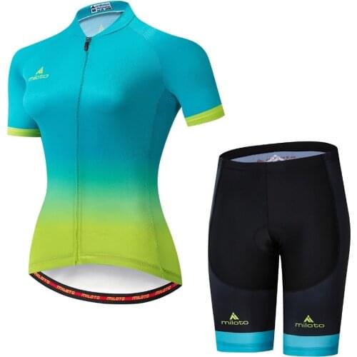MILOTO Weimostar Womens Cycling Jersey Set Short Sleeve Racing Sport Mountain Biking Pro Team Jersey 2019