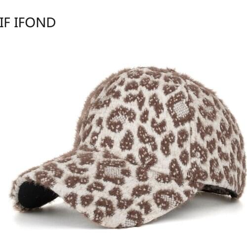 Winter Sexy Leopard Thick Warm Baseball Cap Women Men Casual Streetwear Sports Trucker Snapback Bone Cap