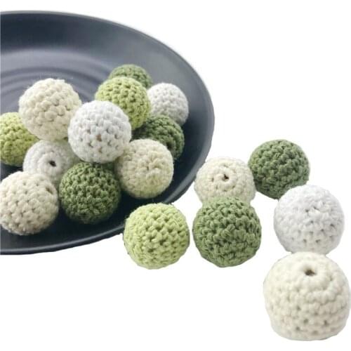 10pc Baby Nursing Accessories 20mm Crochet Beads Chewable Beads DIY Teething Jewelry Crib Sensory Toy Baby Teether