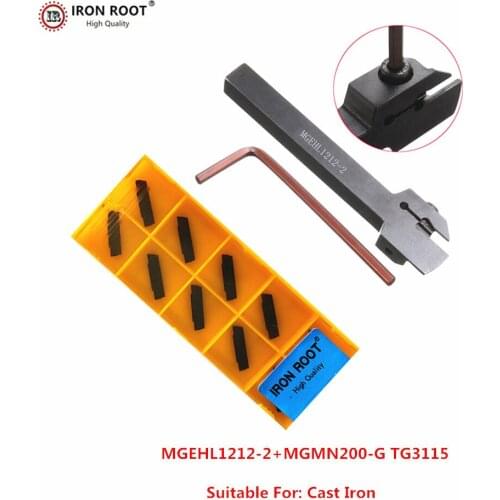 1P MGEHR1212-2 / MGEHL1212-2 Grooving Tool Holder +10P MGMN200 CNC Carbide Insert Metal Lathe Cutting Turning