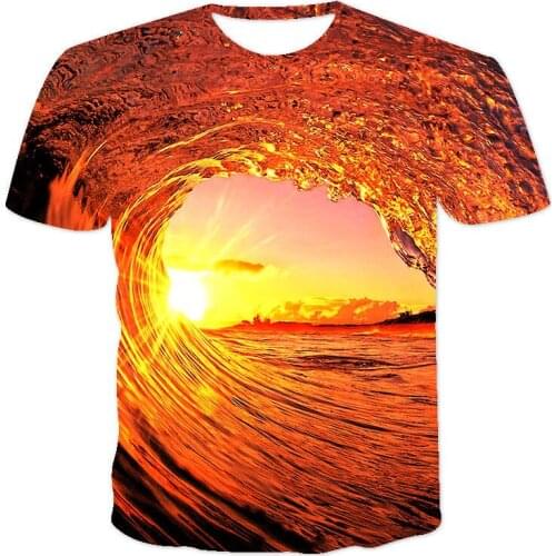 3D Printing Ocean Wave Water Drop Landscape Unisex Short-Sleeved Personalized Round Neck Pullover XXS-6XL Plus Size T-Shirt