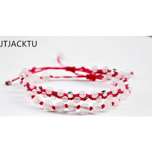 4mm rose beads knotted handmade bracelet set