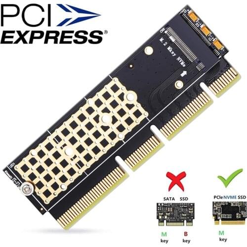 M.2 NVMe Adapter SSD to PCIe Card M2 Key M Driver with Silicone Cooling Pad Hard Drive Adapter Support PCIe x4x8x16 Slot