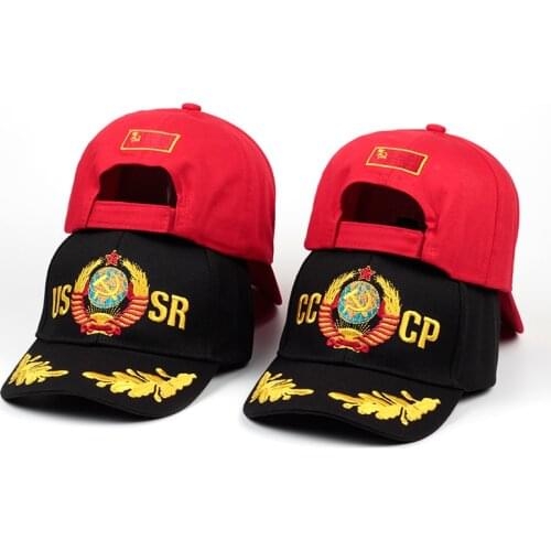 2018 CCCP USSR Russian Style Baseball Cap Unisex black Red cotton snapback Cap with 3D embroidery Best quality hats