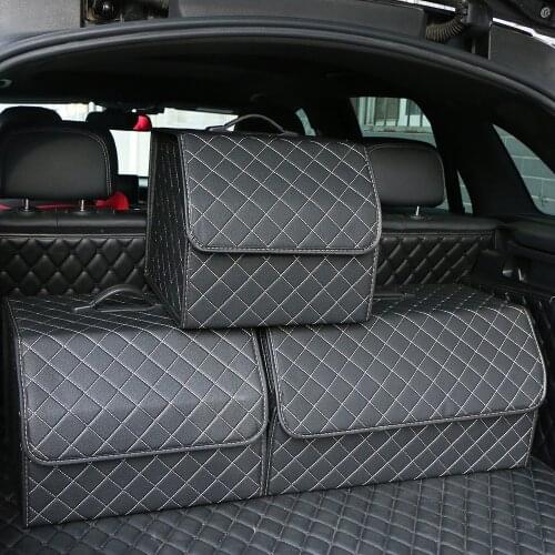 Large Capacity Auto Multiuse Tools Car Trunk Organizer Box Storage Bag Stowing Tidying Leather Folding For Emergency Storage Box