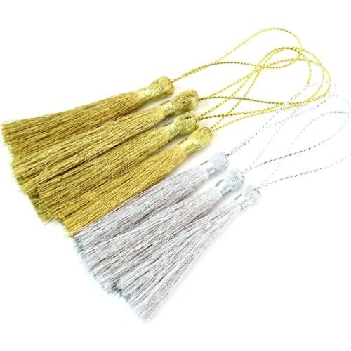 CKysee 30pcs/bag 4/6mm gold/silver polyester silk tassel DIY craft bookmark curtain jewelry sling tassel decoration accessories