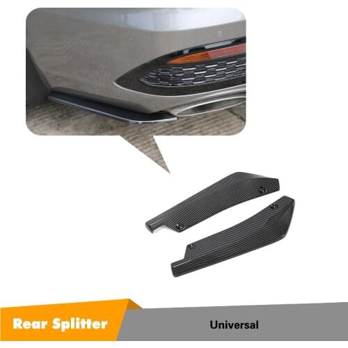 For Mercedes-Benz Class W205 All Sedan Universal ABS Carbon Look Glossy Black Rear Bumper Splitters Winglets Aprons Cupwings