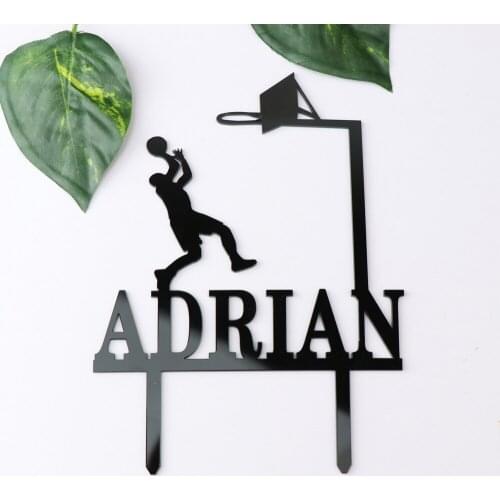 Custom name Basketball Happy Birthday cake topper,Sport cake topper,Personalized color Acrylic/Wood Birthday party Decor Supplie