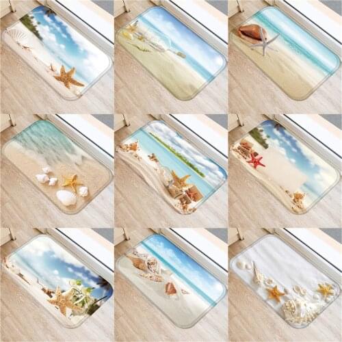 Sea Doormat Ocean Beach Starfish Pattern Anti-Slip Carpet Door Mat Doormat Outdoor Kithchen Living Room Floor Mat Rug