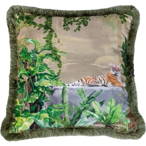 Square Pillowcase And Pillow Inside 450x450 Zippered Tiger Velvet Fabric Frilly Models Decorative Sofa Home Cushions