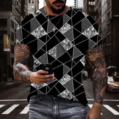 KYKU Lion T shirt Men Animal Funny T shirts Hip Hop Tshirts Casual Street Shirt Print Short Sleeve summer Fashion Male O-Neck