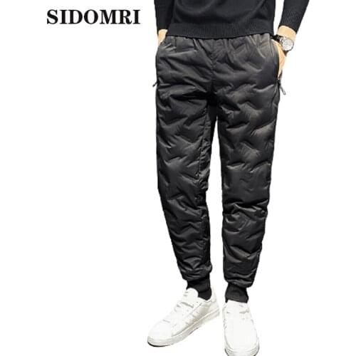 Mens winter down pants 80% white duck down waterproof and anti running wind new trend issue for men