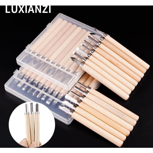 LUXIANZI Wood Carving Knife Hand Tools Set Sculpture Woodworking Gouges Handmade Woodcut Knifes Kit Chisel Tool 4/5/6/8/10/12PCS