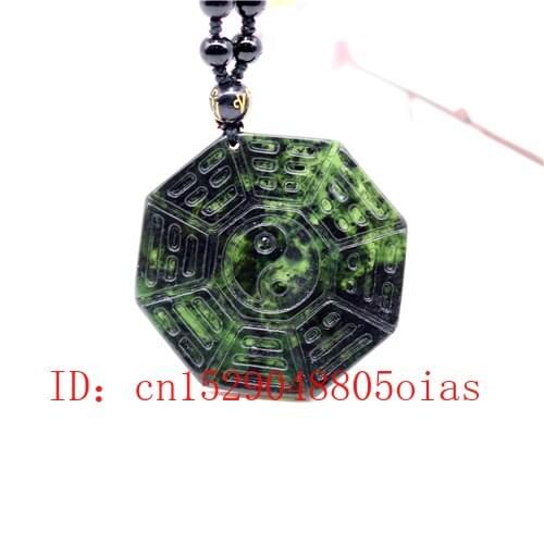 Natural Black Green Jade Obsidian Tai Chi Gossip Pendant Beads Necklace Fine Jewelry Carved Amulet Fashion Charm Gifts for Women