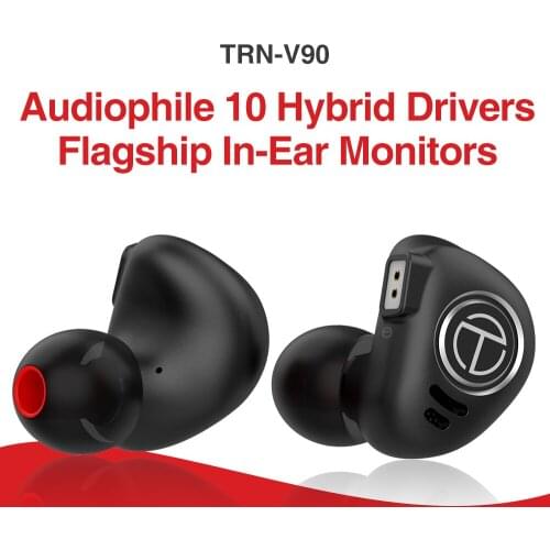 TRN V90 IEM Earphones 1DD+4BA Metal Headset Hybrid Units HIFI Bass Earbuds Monitor Earphones Noise Cancelling With mic