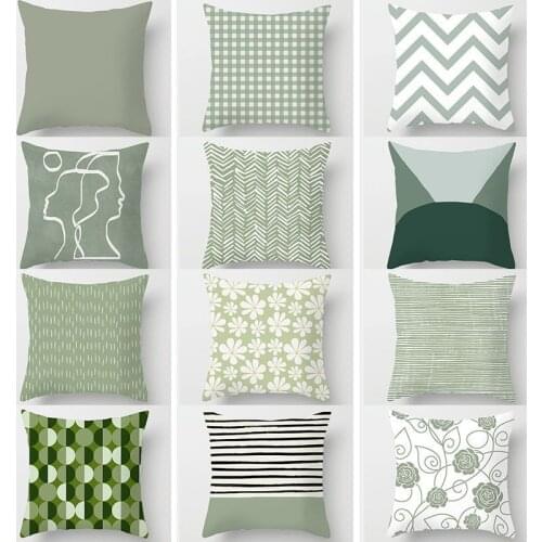 Simple Small Fresh Geometric Pillowcase Sweet Mint Green Print Cushion Covers Fashion 45*45cm Decorative Throw Pillows Case