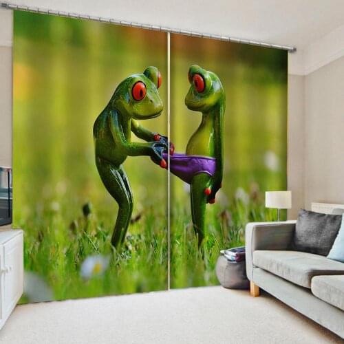New custom childrens room cute cartoon boy girl bedroom green blackout curtains animal curtain