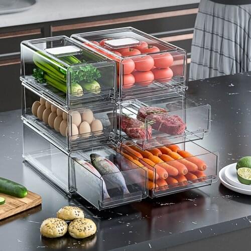 Refrigerator Draw Compartment Refrigerator Drawer Organizer Transparent Fridge Storage Bin Containers For Pantry Freezer