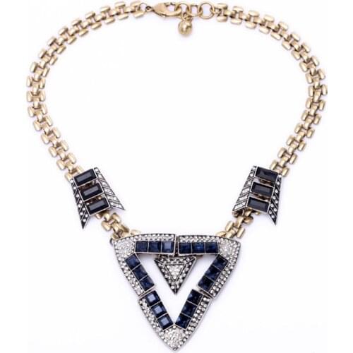 Friendship Wholesale Aliexpress Women Geometry Triangle Blue Pendant OL Necklace