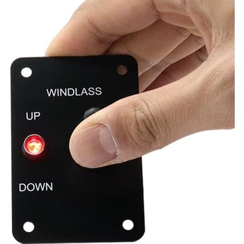 Windlass control panel 12V 15A PVC start aluminum LED indicator light, used to control ship windlass or ship winch (black)