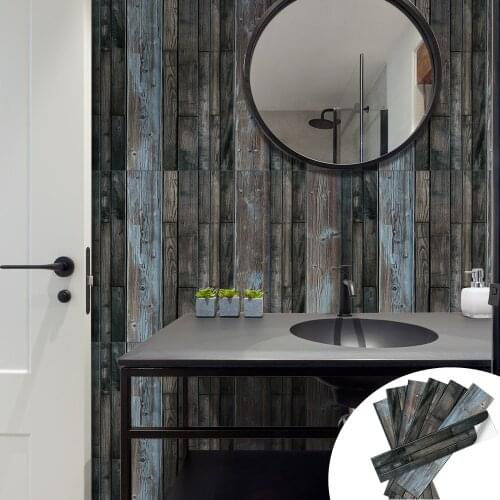 Self-adhesive Wall Sticker Wood Grain PVC Waterproof Floor Stickers Stair Bedside Wall Decoration Wallpaper Kitchen Home Decor