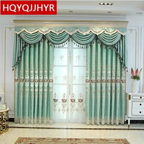HQYQJJHYR American Luxury Embroidered Living Room Decorative Curtains High Quality Chenille Elegant Curtains For Bedroom Window