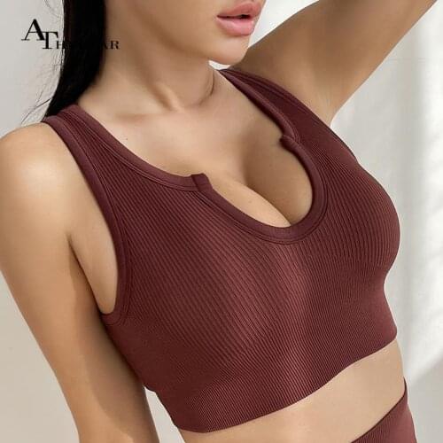 ATHVOTAR Summer Yoga Fitness Crop Top Beauty Back Sport Gym Women Top Outdoors Workout Charming Sandy Beach Bra Sportswear