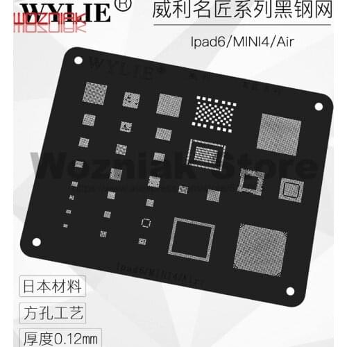 WYLIE BLACK NET BGA REBALLING STENCIL FOR IPAD MINI PRO AIR 1 2 3 4 5 6 SERIES Square Hole Planting Tin