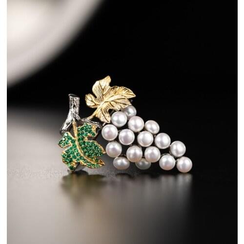 S925 Silver Nature Grapes Eyedrops With Chic Vintage Craft jewelry