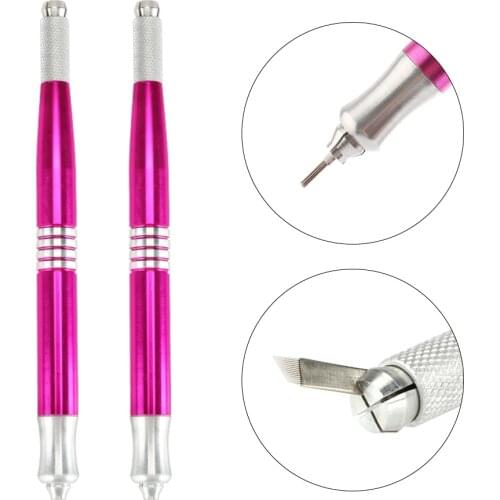 High Quality Microblading Pen Kit Double Head Manual Hand Tool Micropigmentation Eyebrow Permanent Makeup Support Blade Tattoo