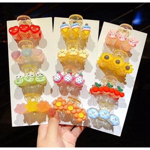 2021 Sweet Fruit Flower Hair Claw Ponytail Barrette Crab Hairpin Girl Kawaii Cartoon Shark Clips Hair Accessories For Children