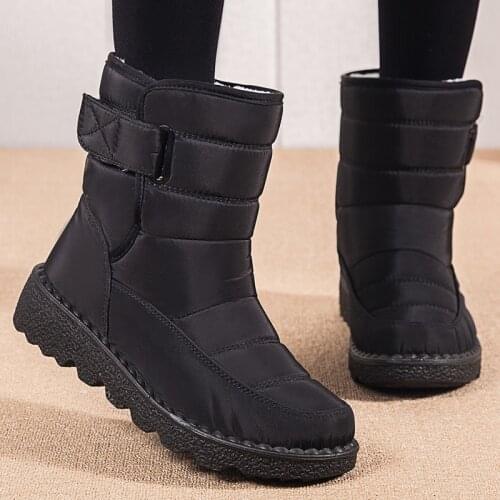 Women Boots Classic Snow Boots For Winter Shoes Women Waterproof Fabric Ankle Warm Heels Winter Boots Female Botines Botas Mujer