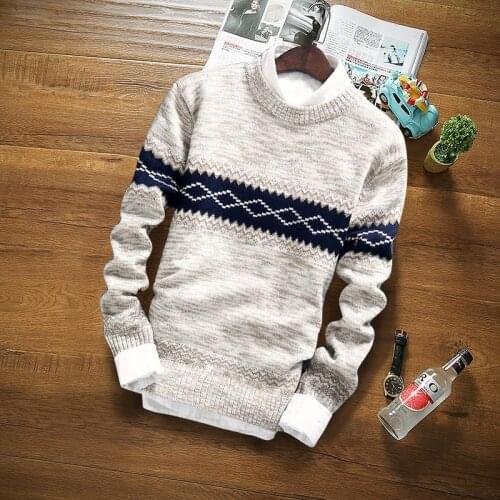Winter Mens Sweaters Men Long Sleeve Knitted Sweater High Quality Male Casual Lingge Pattern Pullovers Warm Base Sweaters