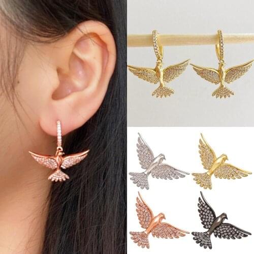 HECHENG 1pair CZ eagle earrings wholesale gold silver color animals copper cool fashion earrings for women gift party VD660