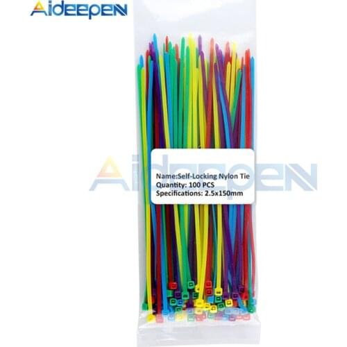 100Pcs/lot 2.5*150mm Plastic Non-slip Wire Zip Ties Set 150mm Self-locking Nylon Durable Cable Ties UL Certified 12 Color