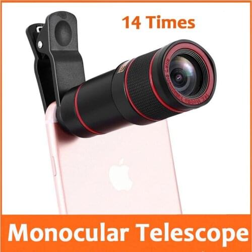 14 Times Mini Pocket Outdoor Monocular Telescope with mobile phone Camera Handset Clip Mount Photograph videotape Telescope