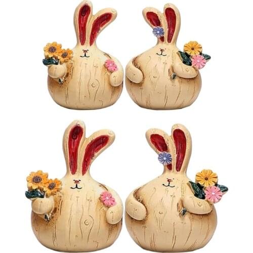 2Pack Rabbits Ornament Retro Style Resin Desktop Decorations Table Centerpieces