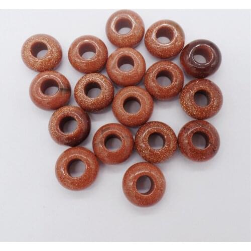 20Pcs 14x8mm Hand-Carved Brown Gold Sand Stone Large Hole Beads For DIY Jewelry Making Necklace Accessories