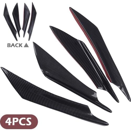 4pcs/set Car Front Bumper Side Canards Splitter Fins Black Front Bumper Spoilers Door Anti-collision Belt Guards DIY Moulding