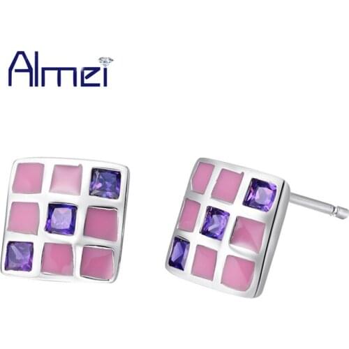 Almei 5%Off Affordable Lovely Design Korean Style Elegant Colorful Earrigs for Mothers Day Gift Made With Cubic Zirconia R507