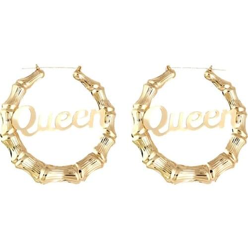 Large Bamboo Joint Hoop Earrings Hip-Hop Big Circle Studs Earrings For Women Punk Party Fashion Jewelry